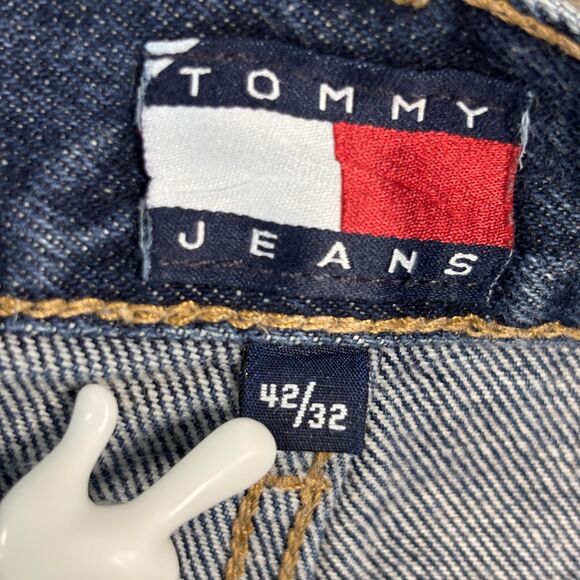 Vintage Tommy Jeans Men's 42x32 Blue Relaxed Fit Classic 90s Y2K Denim Vintage - Picture 10 of 10